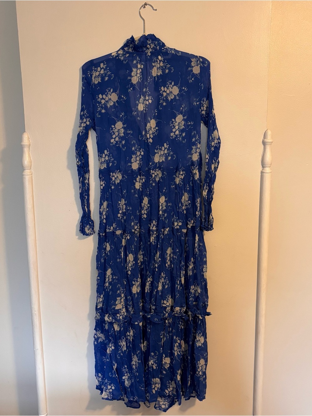 Anthropologie Blue Marais Printed Chiffon Maxi Dress • Size Medium - Picture 4 of 12